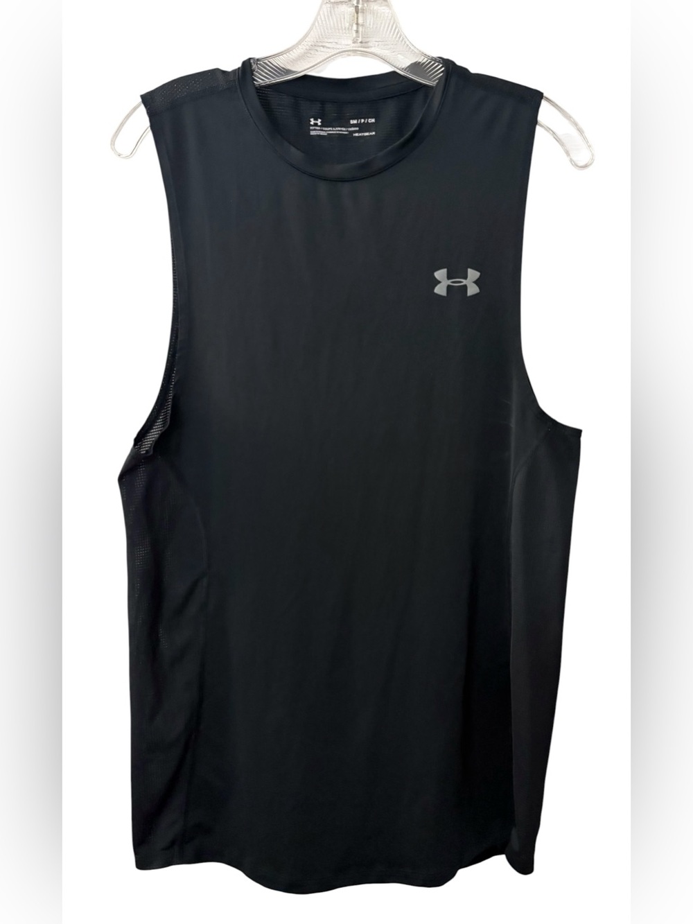 Under Armour HeatGear Mens Small Black Fitted Sleeveless Athletic Training Shirt